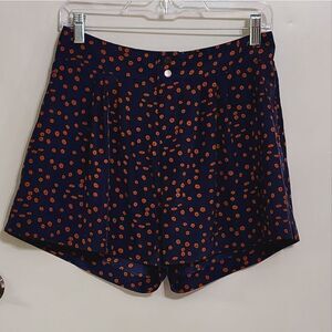 Costa Blanca Shorts S navy & tan high rise pleated front Dressy